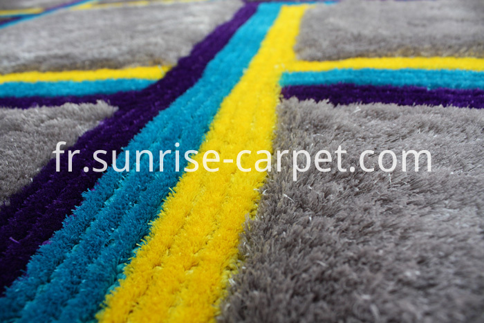 Silk 3D & 4D Tapis Shaggy Gris Bleu Jaune Silk 3D & 4D Shaggy Rug Grey Blue Yellow